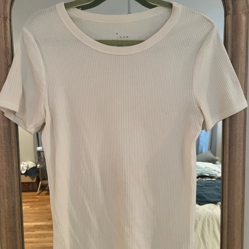 a new day white Ribbed Top